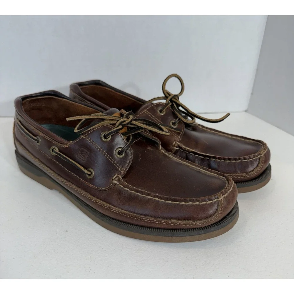 Sperry Mens Mako 2-Eye Canoe Moc Boat Shoes Amaretto Leather 0764027 Size 11
